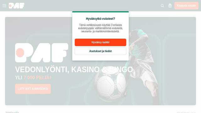 Paf casino screenshot